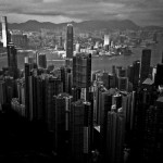 Vue générale de HK au couchant, photo argentique